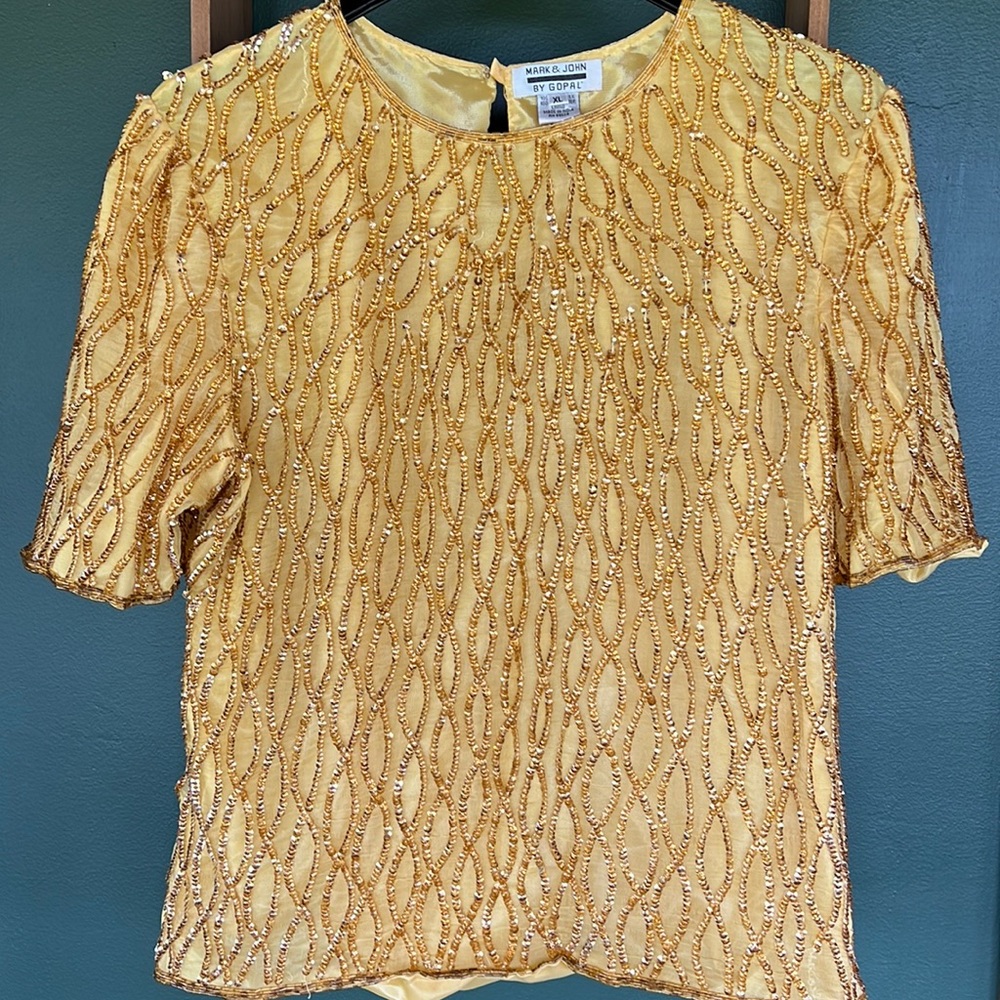 Vintage, Gold sequin blouse-XL. Gorgeous!